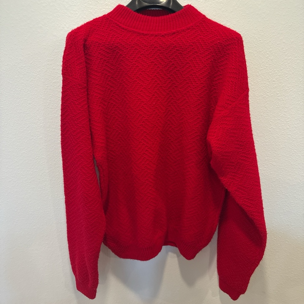 Oversized Hand-Knit Stop-Light Red Sweater — Size XL — Great Condition